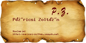 Páricsi Zoltán névjegykártya